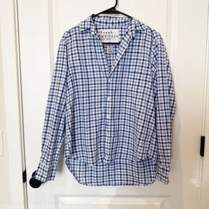 Frank & Eileen Relaxed Eileen Long Sleeve Blue Check Front Button Sz XS Nautical